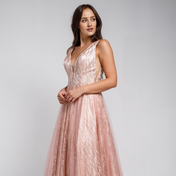 NEW FLOOR LENGTH SLEEVELESS EMBROIDERED SEQUINS BALL GOWN WITH ZIP BACK AC R010
